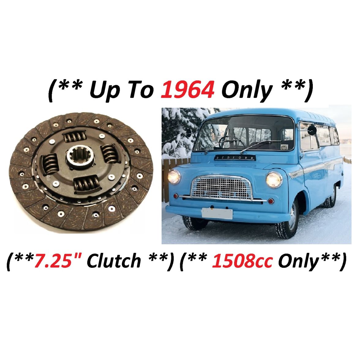 CLUTCH PLATE ONLY (Bedford CA Van) (**1508cc Petrol**) (**1952- 64 Only**) 